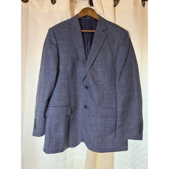Pronto Uomo Other - Pronto Uomo Platinum 40R Blue Plaid Sport Coat Wool Silk Linen 2 Button Blazer